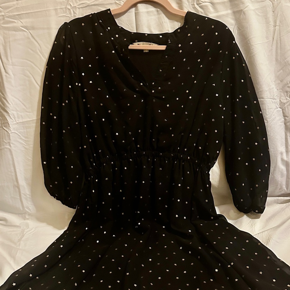 Yumi Black Star-Print Elastic-Waist Dress - Picture 3 of 8